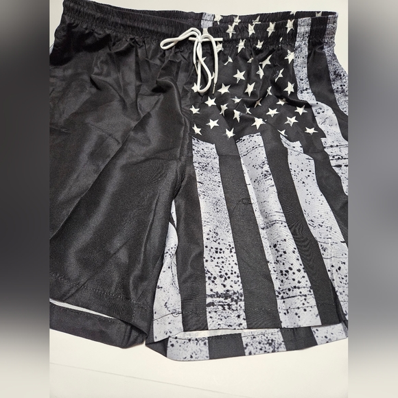 American Flag Graphic Lightweight Drawstring W/Pockets Shorts Sz Plus #M-94 - Picture 7 of 10